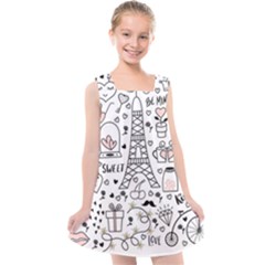 Big Collection With Hand Drawn Object Valentine Day Kids  Cross Back Dress by Wegoenart