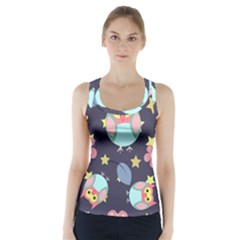 Owl Star Pattern Background Racer Back Sports Top by Wegoenart