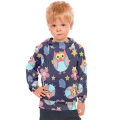 Owl Star Pattern Background Kids  Hooded Pullover