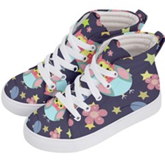 Owl Star Pattern Background Kids  Hi-top Skate Sneakers by Wegoenart