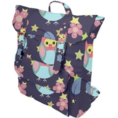 Owl Star Pattern Background Buckle Up Backpack by Wegoenart