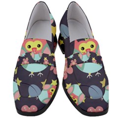 Owl Star Pattern Background Women s Chunky Heel Loafers by Wegoenart