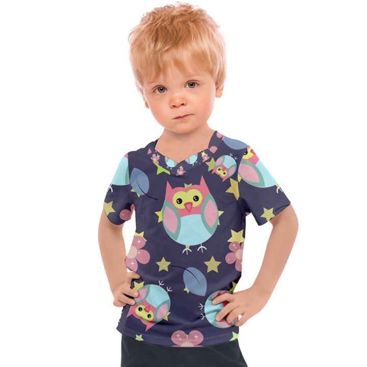 Owl Star Pattern Background Kids  Sports Tee