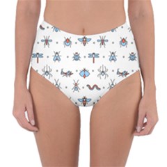 Insect Icon Seamless Pattern Reversible High-waist Bikini Bottoms by Wegoenart