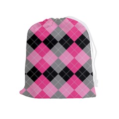 Seamless Argyle Pattern Drawstring Pouch (xl) by Wegoenart