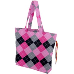 Seamless Argyle Pattern Drawstring Tote Bag by Wegoenart