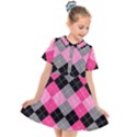 Seamless Argyle Pattern Kids  Short Sleeve Shirt Dress View1