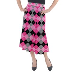 Seamless Argyle Pattern Midi Mermaid Skirt by Wegoenart