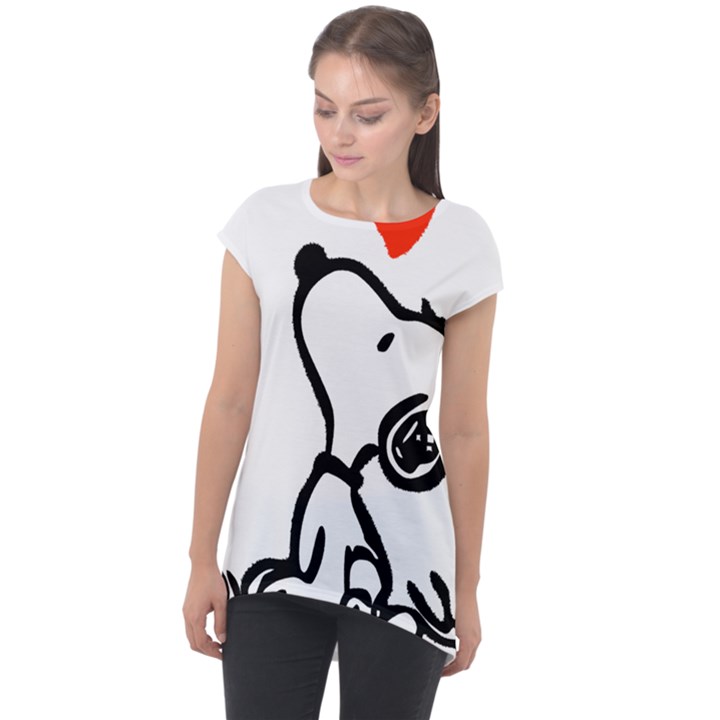 Snoopy Love Cap Sleeve High Low Top