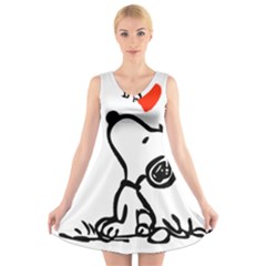 Snoopy Love V-neck Sleeveless Dress by Jancukart