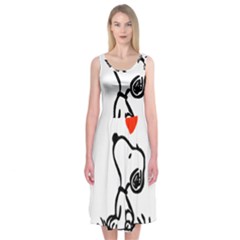 Snoopy Love Midi Sleeveless Dress by Jancukart