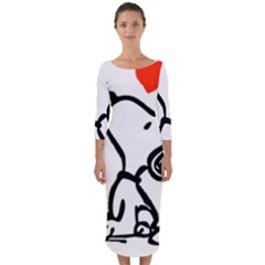 Snoopy Love Quarter Sleeve Midi Bodycon Dress by Jancukart