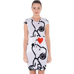 Snoopy Love Capsleeve Drawstring Dress 