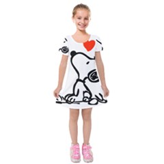 Snoopy Love Kids  Short Sleeve Velvet Dress