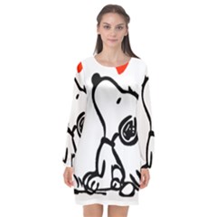 Snoopy Love Long Sleeve Chiffon Shift Dress  by Jancukart