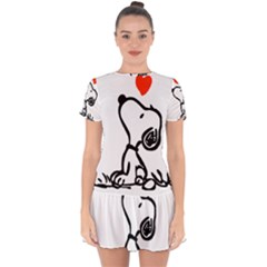 Snoopy Love Drop Hem Mini Chiffon Dress