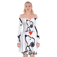 Snoopy Love Off Shoulder Skater Dress