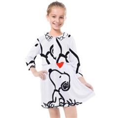 Snoopy Love Kids  Quarter Sleeve Shirt Dress by Jancukart