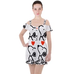 Snoopy Love Ruffle Cut Out Chiffon Playsuit