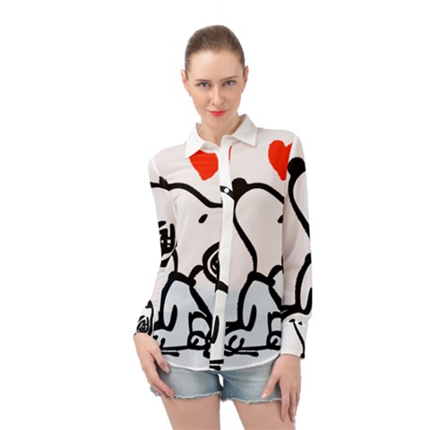 Snoopy Love Long Sleeve Chiffon Shirt by Jancukart