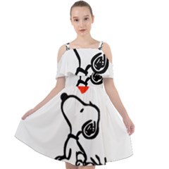 Snoopy Love Cut Out Shoulders Chiffon Dress