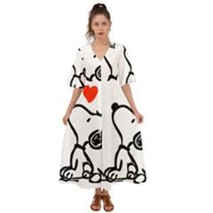 Snoopy Love Kimono Sleeve Boho Dress by Jancukart