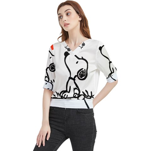 Snoopy Love Quarter Sleeve Blouse by Jancukart