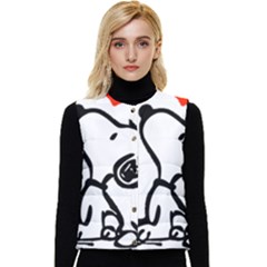 Snoopy Love Women s Short Button Up Puffer Vest by Jancukart