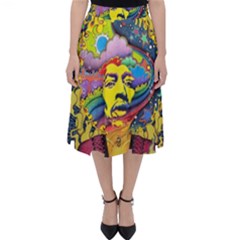 Psychedelic Rock Jimi Hendrix Classic Midi Skirt by Jancukart