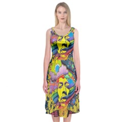 Psychedelic Rock Jimi Hendrix Midi Sleeveless Dress