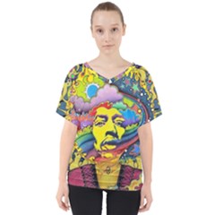 Psychedelic Rock Jimi Hendrix V-neck Dolman Drape Top