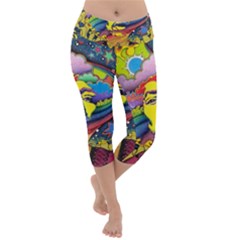 Psychedelic Rock Jimi Hendrix Lightweight Velour Capri Yoga Leggings