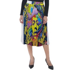 Psychedelic Rock Jimi Hendrix Classic Velour Midi Skirt  by Jancukart