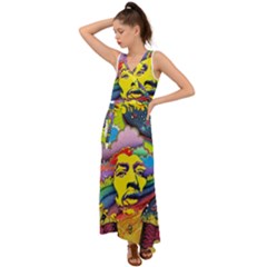 Psychedelic Rock Jimi Hendrix V-neck Chiffon Maxi Dress