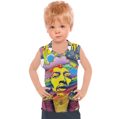 Psychedelic Rock Jimi Hendrix Kids  Sport Tank Top by Jancukart