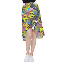 Psychedelic Rock Jimi Hendrix Frill Hi Low Chiffon Skirt by Jancukart