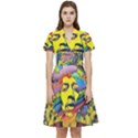 Psychedelic Rock Jimi Hendrix Short Sleeve Waist Detail Dress View1