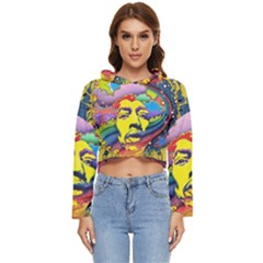 Psychedelic Rock Jimi Hendrix Women s Lightweight Cropped Hoodie