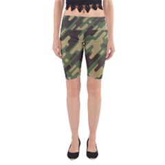 Camouflage Pattern Background Yoga Cropped Leggings by Wegoenart