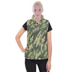 Camouflage Pattern Background Women s Button Up Vest by Wegoenart