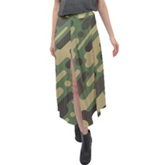 Camouflage Pattern Background Velour Split Maxi Skirt by Wegoenart