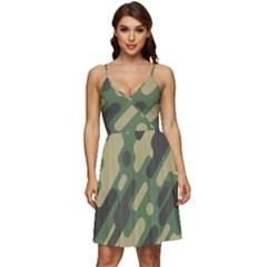 Camouflage Pattern Background V-neck Pocket Summer Dress  by Wegoenart