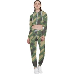 Camouflage Pattern Background Cropped Zip Up Lounge Set by Wegoenart