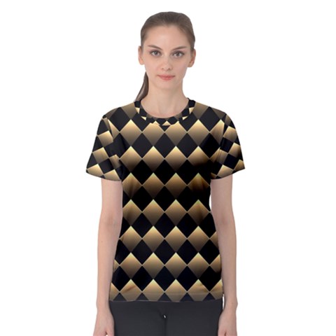 Golden Chess Board Background Women s Sport Mesh Tee by Wegoenart