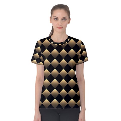 Golden Chess Board Background Women s Cotton Tee by Wegoenart