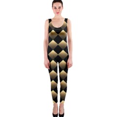 Golden Chess Board Background One Piece Catsuit by Wegoenart