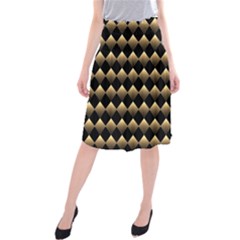 Golden Chess Board Background Midi Beach Skirt by Wegoenart