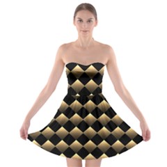 Golden Chess Board Background Strapless Bra Top Dress by Wegoenart