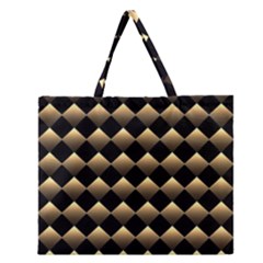 Golden Chess Board Background Zipper Large Tote Bag