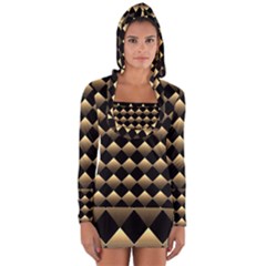 Golden Chess Board Background Long Sleeve Hooded T-shirt by Wegoenart